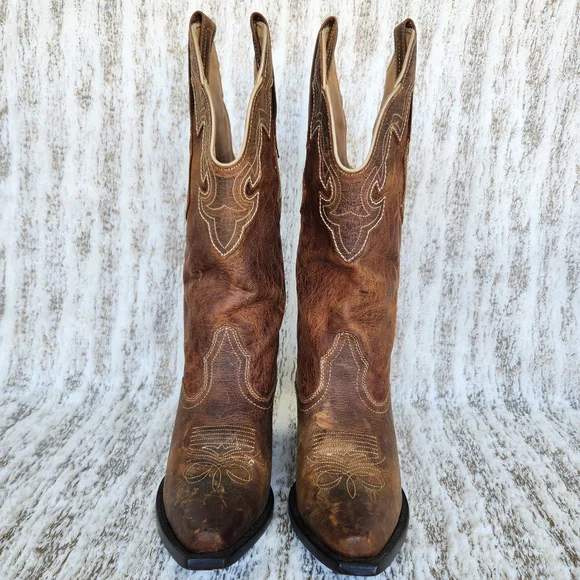 J.B Dillon JBW5001 Western Cowgirl Boot Brown Goat Leather | Women's Size 7B - Picture 3 of 11